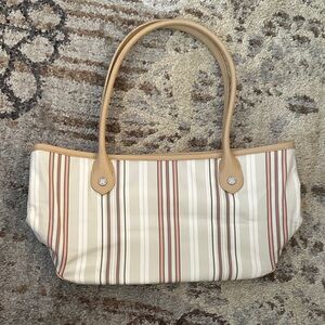 LOFT Striped Tan and White Women's Bag